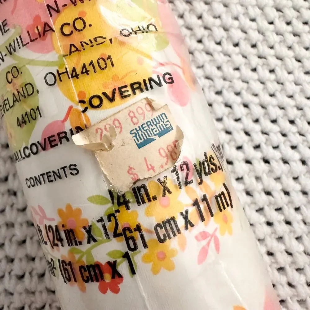 Sherwin Williams Vintage Mod MCM Floral Print Fruit Wallpaper Kitchen New Roll